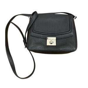 Kate Spade Black Pebbled Crossbody Purse with Silver Accents